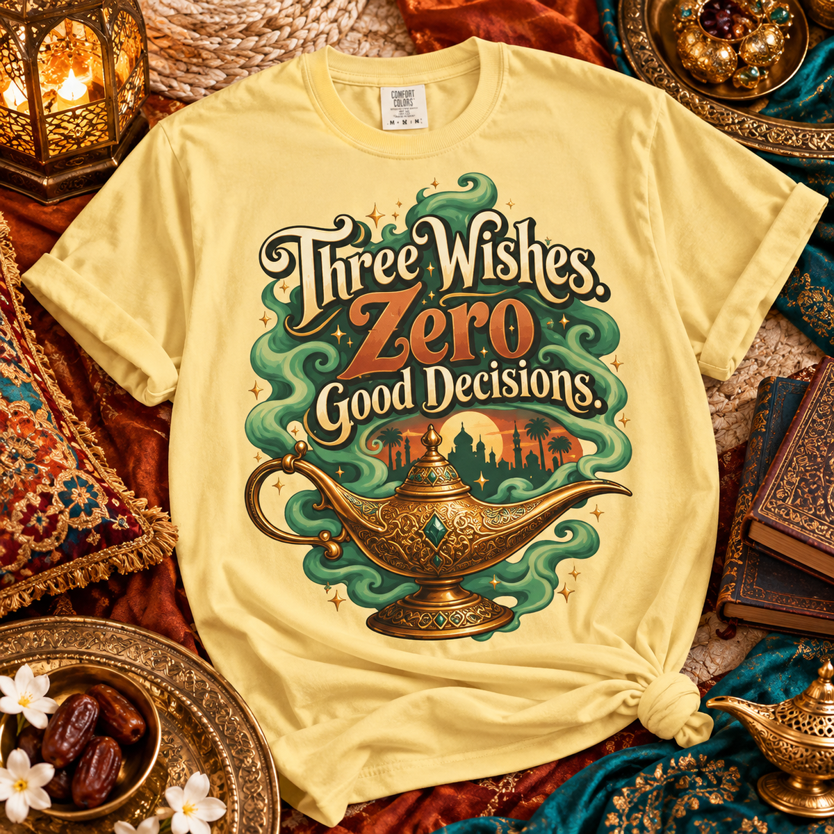 Three Wishes. Zero Good Decisions Aladdin Fairytale Lover Shirt
