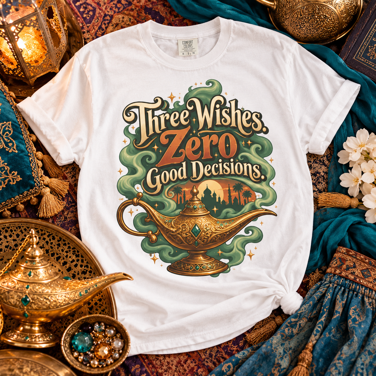 Three Wishes. Zero Good Decisions Aladdin Fairytale Lover Shirt