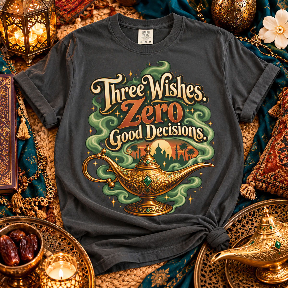 Three Wishes. Zero Good Decisions Aladdin Fairytale Lover Shirt