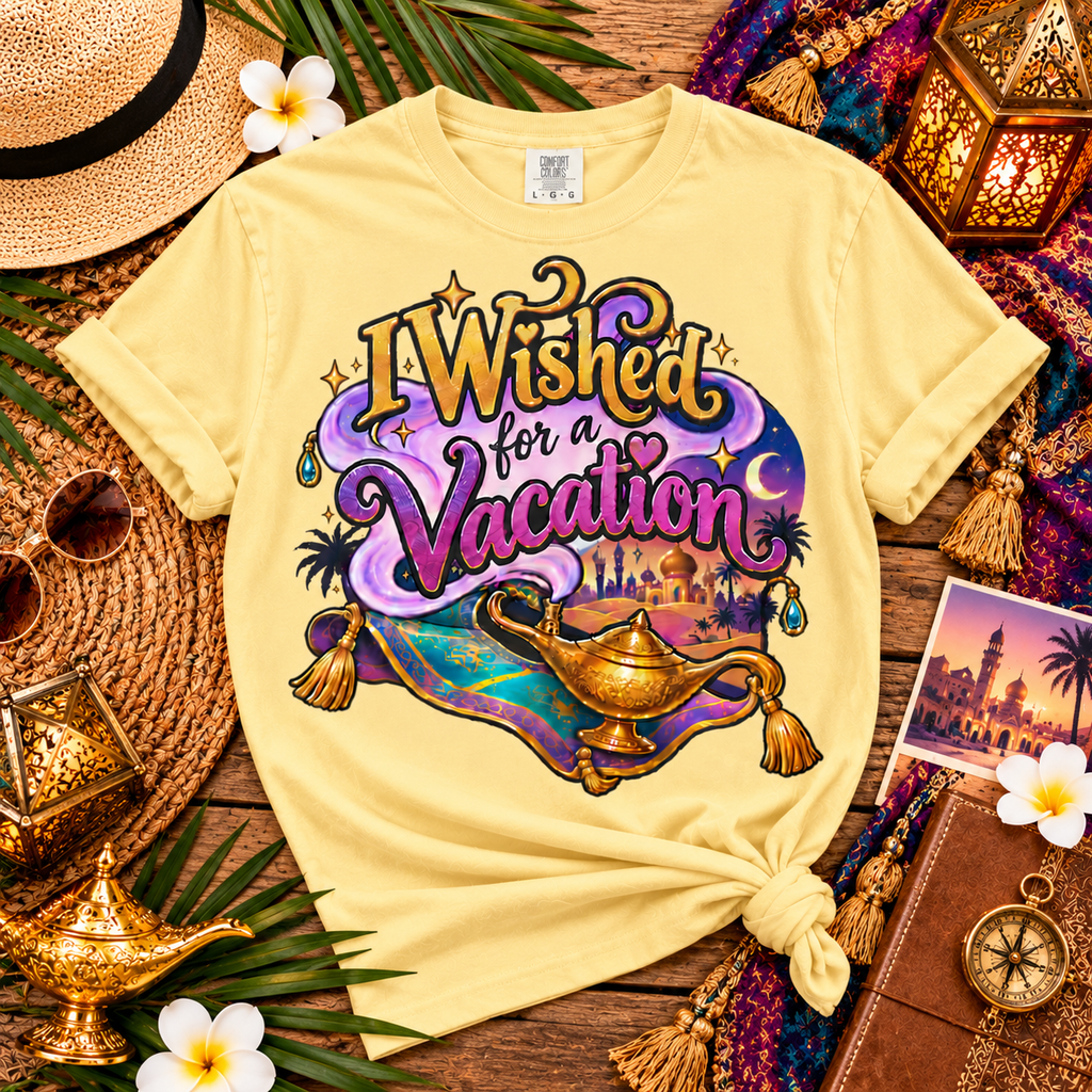 I Wished for a Vacation Shirt , Magical Vacation Tee,Fairytale Travel Shirt,Magic Lamp Inspired Comfort Colors® Tee