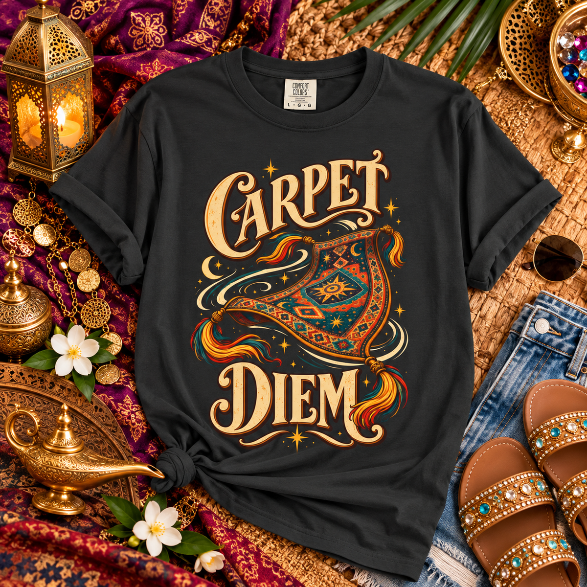 Carpet Diem Shirt, Magic Carpet Tee, Arabian Nights Inspired Shirt, Fantasy Lover Gift, Vintage Retro Graphic Tee, Magical Adventure T-Shirt