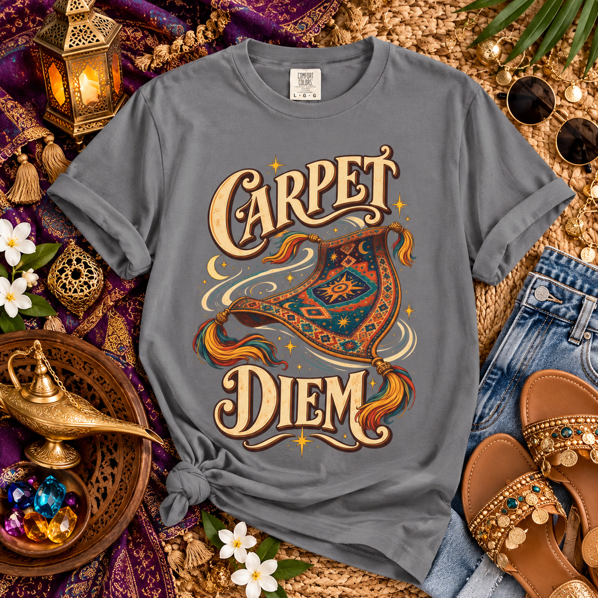 Carpet Diem Shirt, Magic Carpet Tee, Arabian Nights Inspired Shirt, Fantasy Lover Gift, Vintage Retro Graphic Tee, Magical Adventure T-Shirt