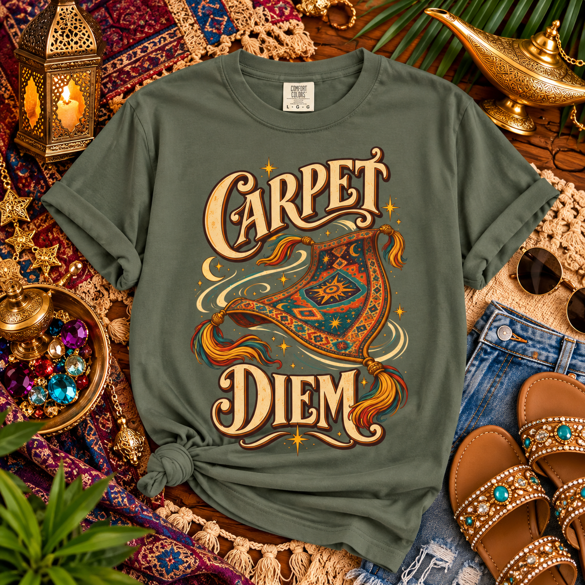 Carpet Diem Shirt, Magic Carpet Tee, Arabian Nights Inspired Shirt, Fantasy Lover Gift, Vintage Retro Graphic Tee, Magical Adventure T-Shirt