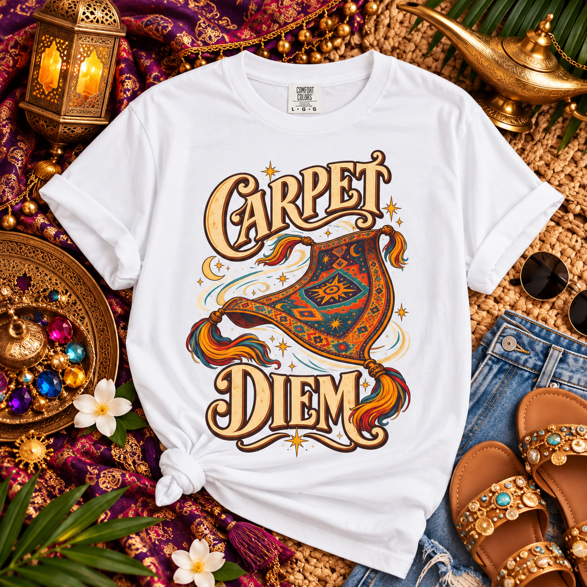 Carpet Diem Shirt, Magic Carpet Tee, Arabian Nights Inspired Shirt, Fantasy Lover Gift, Vintage Retro Graphic Tee, Magical Adventure T-Shirt