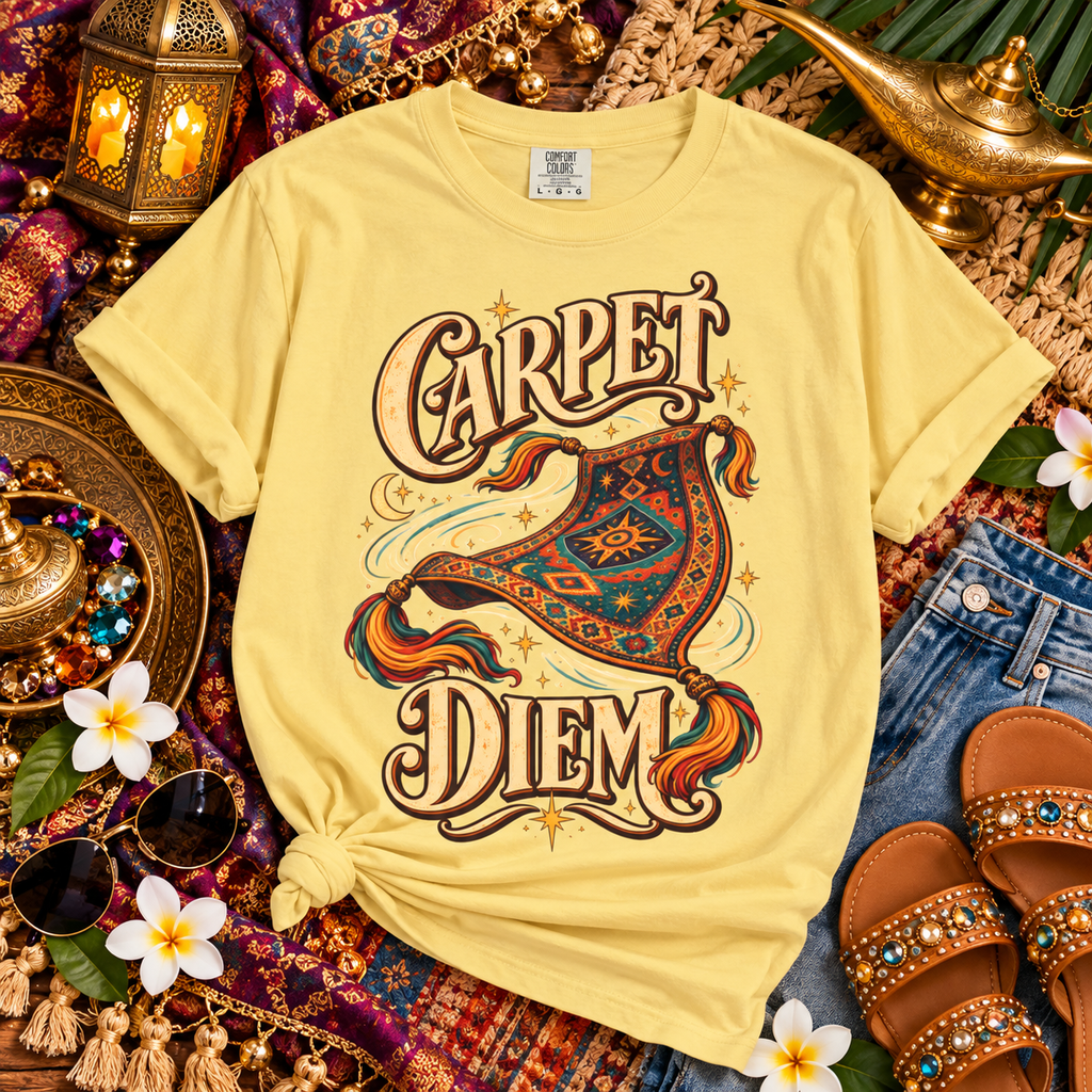 Carpet Diem Shirt, Magic Carpet Tee, Arabian Nights Inspired Shirt, Fantasy Lover Gift, Vintage Retro Graphic Tee, Magical Adventure T-Shirt
