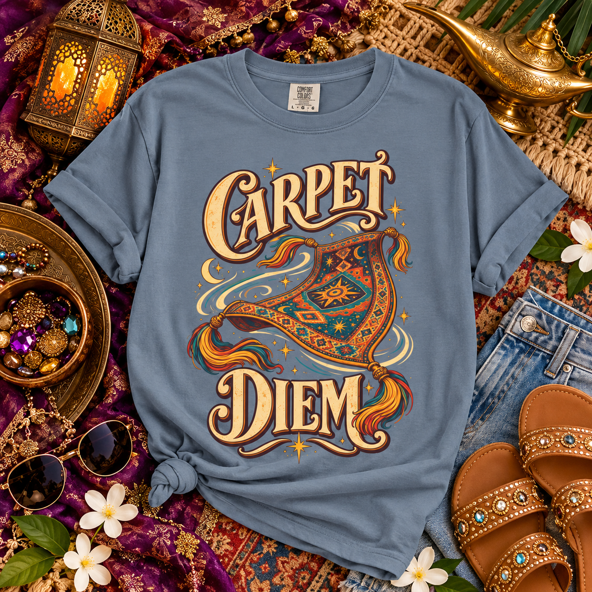 Carpet Diem Shirt, Magic Carpet Tee, Arabian Nights Inspired Shirt, Fantasy Lover Gift, Vintage Retro Graphic Tee, Magical Adventure T-Shirt