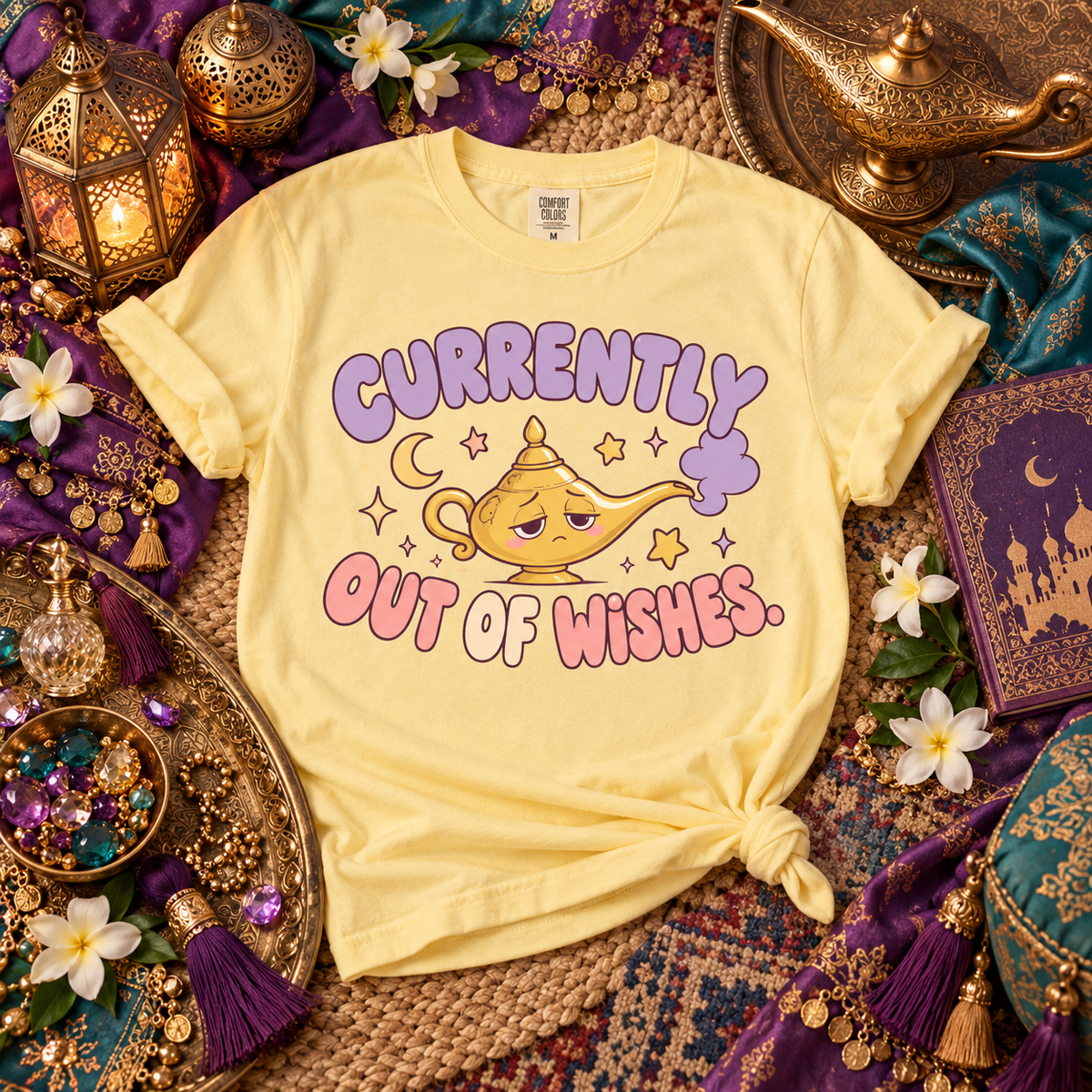Currently Out of Wishes Shirt, Magic Lamp Tee, Funny Fantasy Shirt, Fairytale Lover Gift, Retro Kawaii Graphic Tee, Magical Vacation Shirt