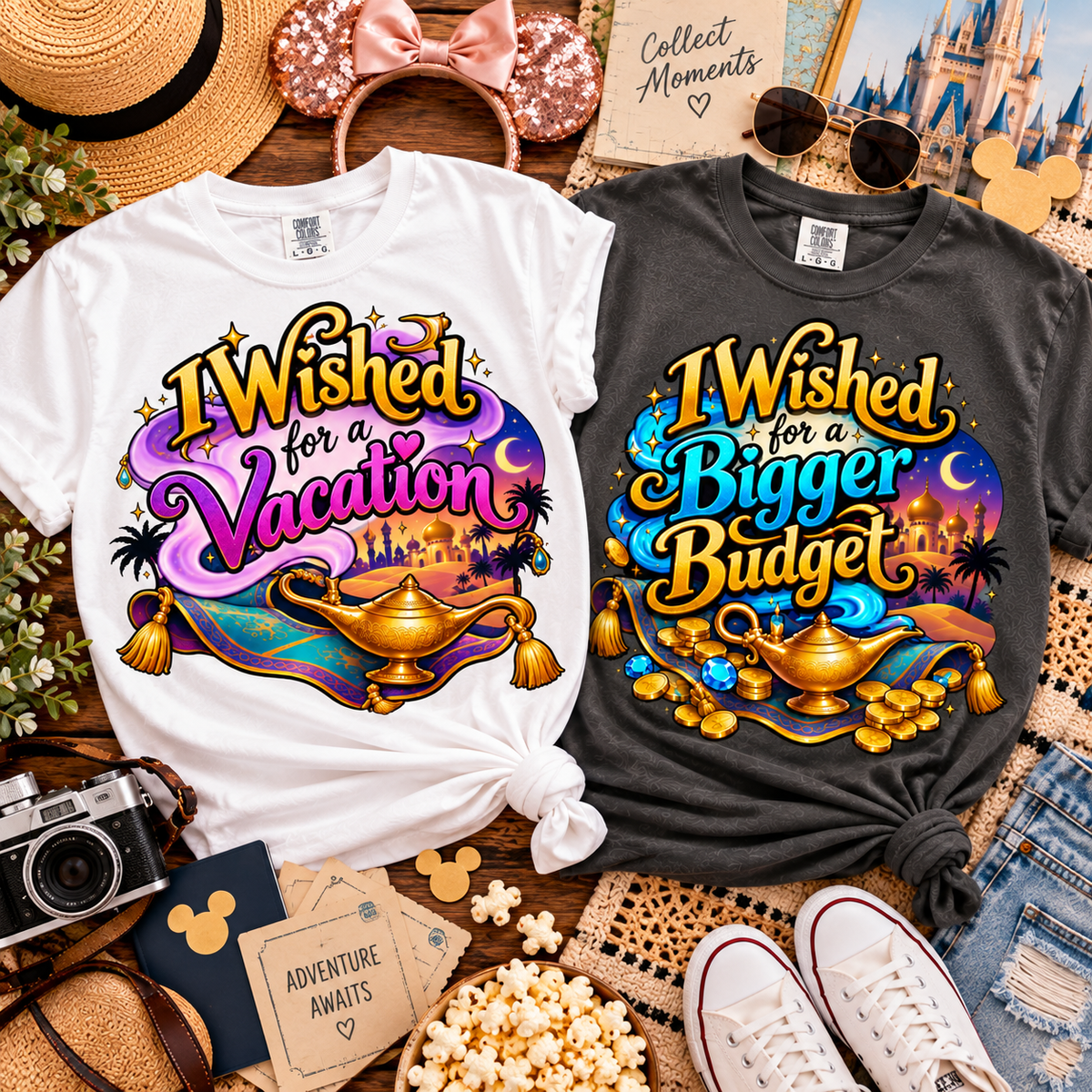 I Wished Aladdin Vacation Couples T-shirt Bundle,   Magical Travel Couple Shirt Set