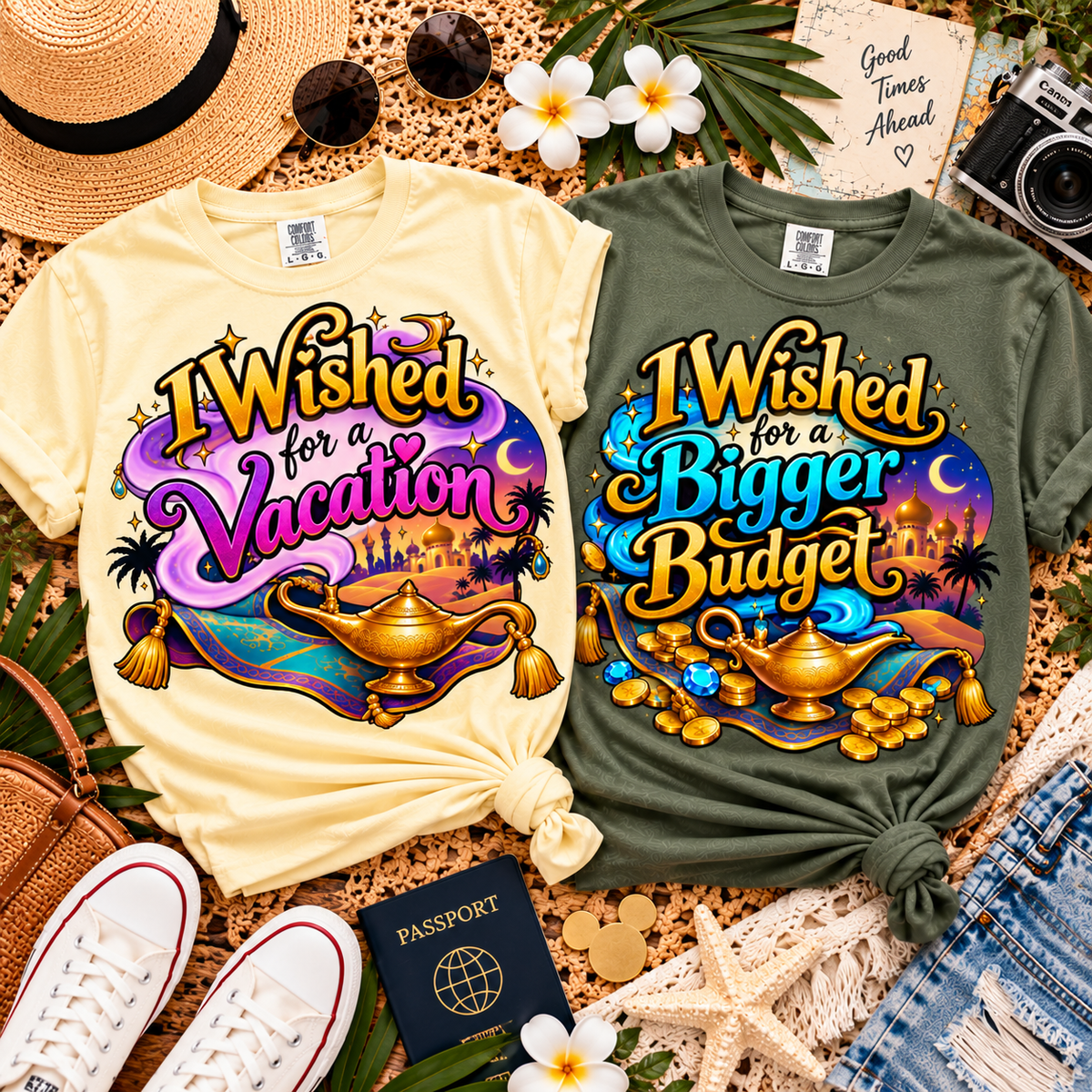 I Wished Aladdin Vacation Couples T-shirt Bundle,   Magical Travel Couple Shirt Set